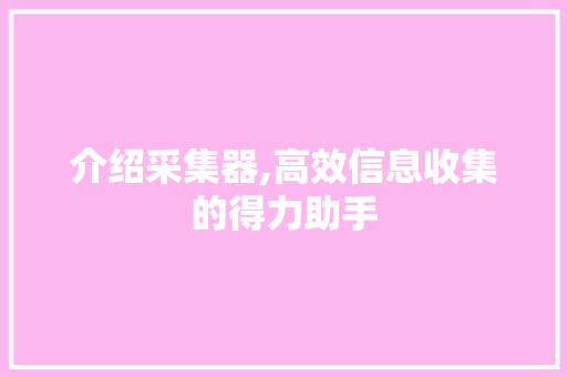 介绍采集器,高效信息收集的得力助手