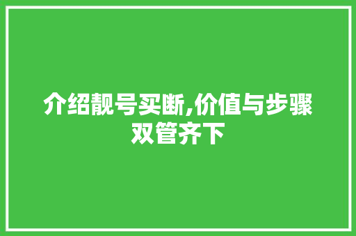 介绍靓号买断,价值与步骤双管齐下