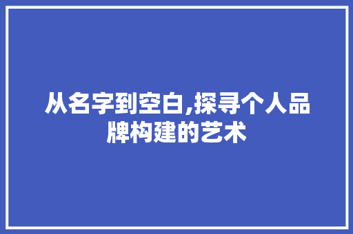 从名字到空白,探寻个人品牌构建的艺术