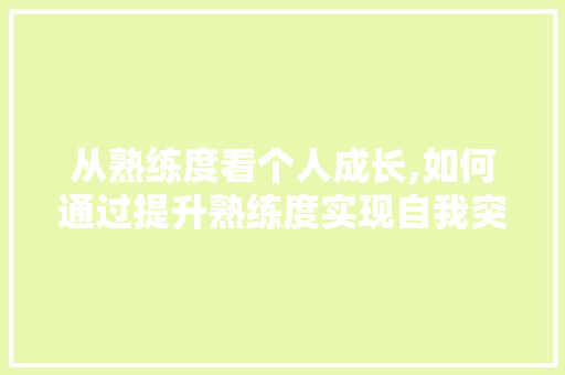 从熟练度看个人成长,如何通过提升熟练度实现自我突破
