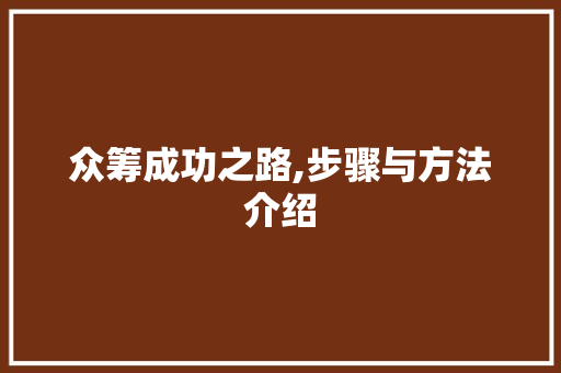 众筹成功之路,步骤与方法介绍