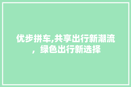 优步拼车,共享出行新潮流，绿色出行新选择