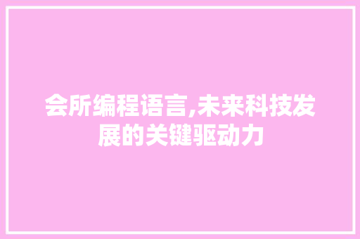 会所编程语言,未来科技发展的关键驱动力