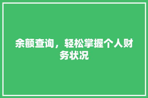 余额查询，轻松掌握个人财务状况