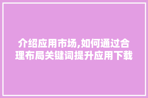 介绍应用市场,如何通过合理布局关键词提升应用下载量