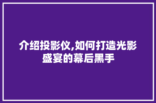 介绍投影仪,如何打造光影盛宴的幕后黑手