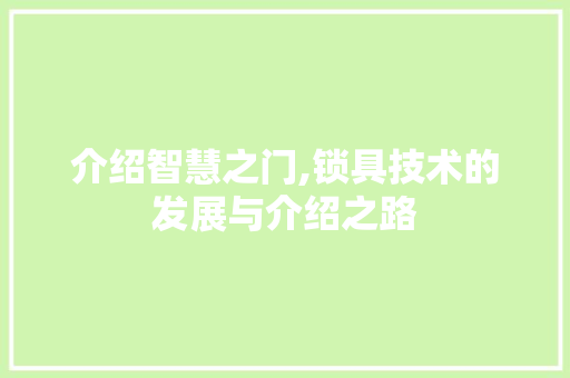 介绍智慧之门,锁具技术的发展与介绍之路