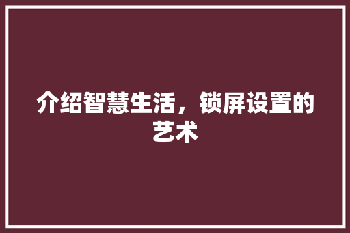 介绍智慧生活，锁屏设置的艺术