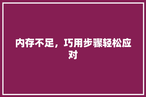 内存不足，巧用步骤轻松应对
