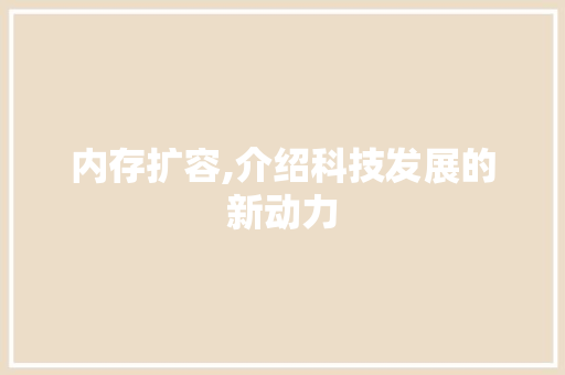 内存扩容,介绍科技发展的新动力