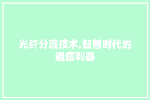 光纤分流技术,智慧时代的通信利器