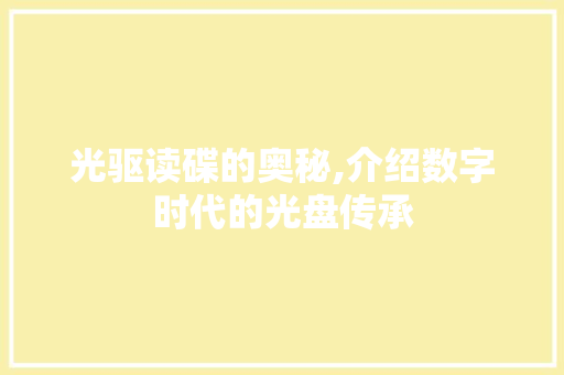 光驱读碟的奥秘,介绍数字时代的光盘传承