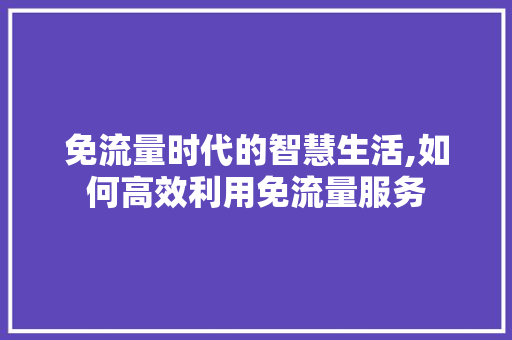 免流量时代的智慧生活,如何高效利用免流量服务