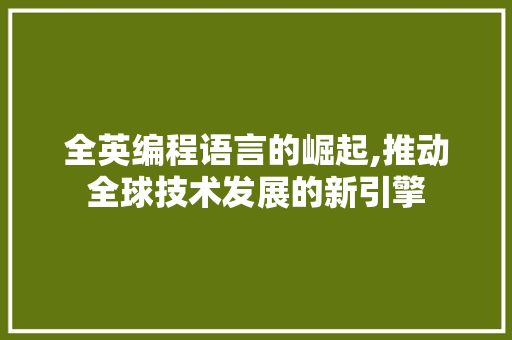 全英编程语言的崛起,推动全球技术发展的新引擎