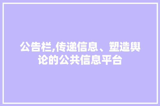 公告栏,传递信息、塑造舆论的公共信息平台