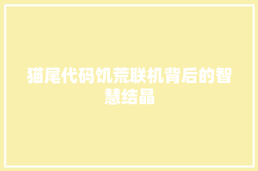 猫尾代码饥荒联机背后的智慧结晶