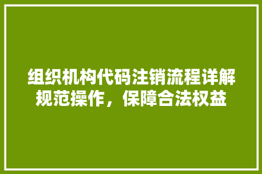 组织机构代码注销流程详解规范操作，保障合法权益