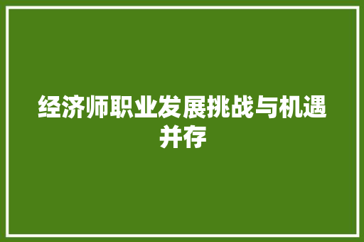 经济师职业发展挑战与机遇并存