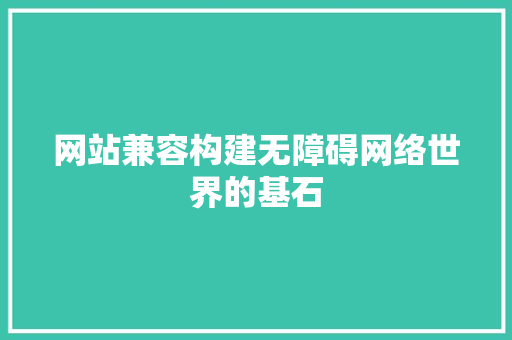 网站兼容构建无障碍网络世界的基石