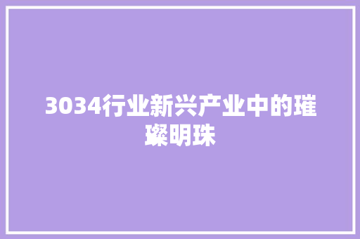 3034行业新兴产业中的璀璨明珠