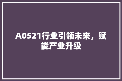 A0521行业引领未来，赋能产业升级
