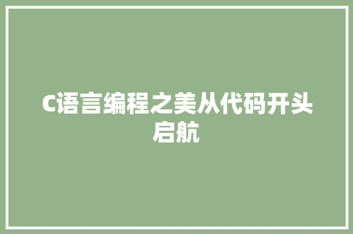 C语言编程之美从代码开头启航