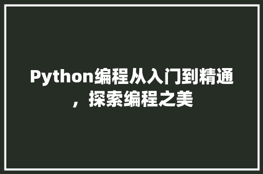 Python编程从入门到精通，探索编程之美