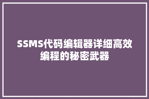 SSMS代码编辑器详细高效编程的秘密武器