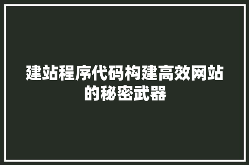 建站程序代码构建高效网站的秘密武器