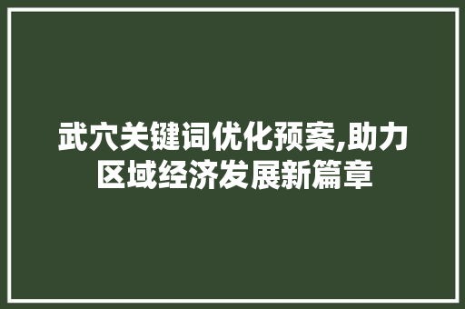 武穴关键词优化预案,助力区域经济发展新篇章