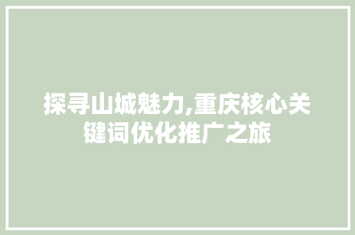 探寻山城魅力,重庆核心关键词优化推广之旅