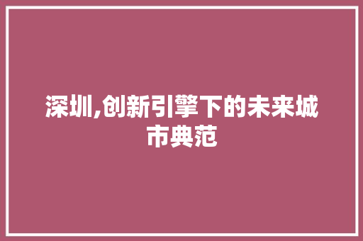 深圳,创新引擎下的未来城市典范