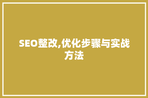 SEO整改,优化步骤与实战方法