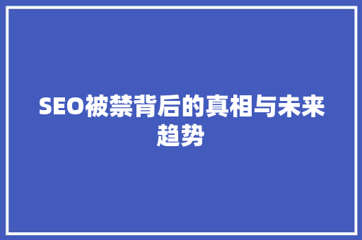 SEO被禁背后的真相与未来趋势
