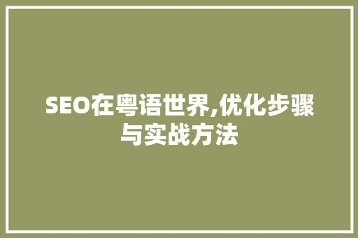 SEO在粤语世界,优化步骤与实战方法