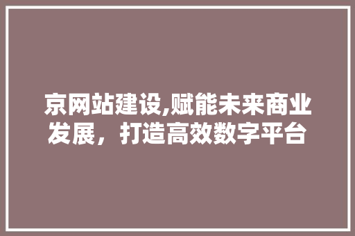 京网站建设,赋能未来商业发展，打造高效数字平台