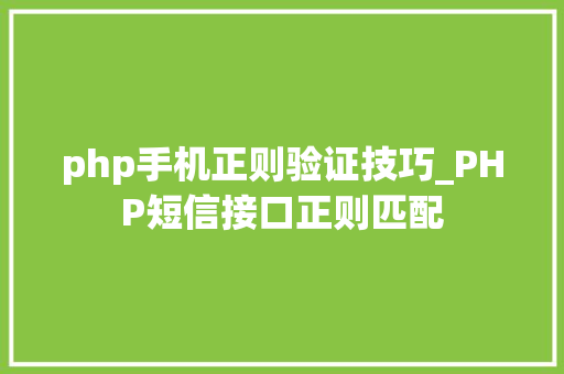 php手机正则验证技巧_PHP短信接口正则匹配