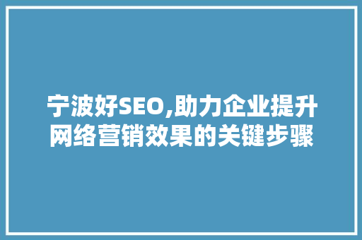 宁波好SEO,助力企业提升网络营销效果的关键步骤