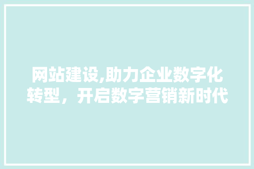 网站建设,助力企业数字化转型，开启数字营销新时代