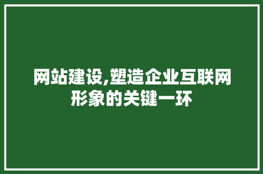 网站建设,塑造企业互联网形象的关键一环