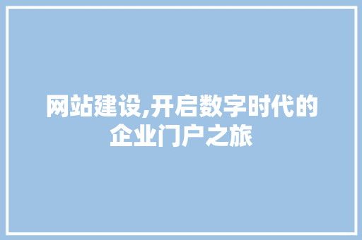 网站建设,开启数字时代的企业门户之旅