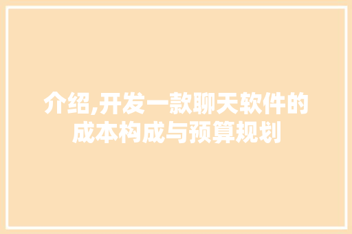 介绍,开发一款聊天软件的成本构成与预算规划