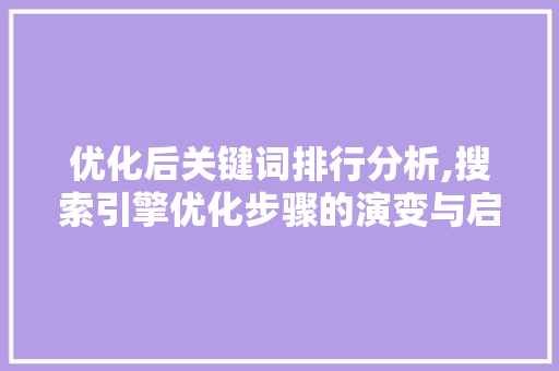 优化后关键词排行分析,搜索引擎优化步骤的演变与启示
