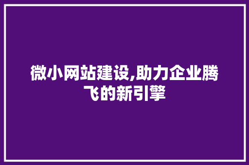 微小网站建设,助力企业腾飞的新引擎