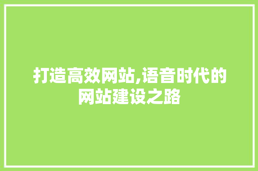打造高效网站,语音时代的网站建设之路