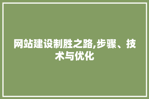 网站建设制胜之路,步骤、技术与优化