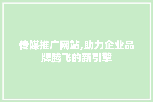 传媒推广网站,助力企业品牌腾飞的新引擎