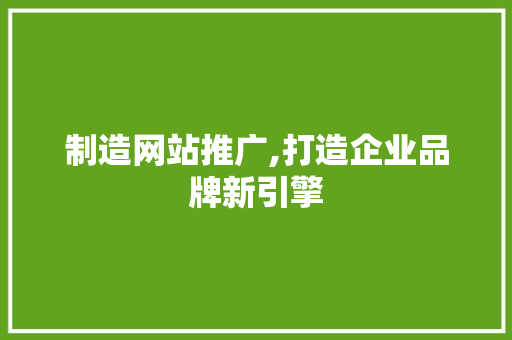 制造网站推广,打造企业品牌新引擎