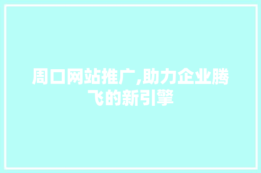 周口网站推广,助力企业腾飞的新引擎