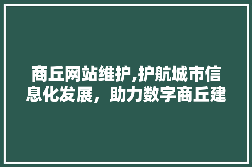 商丘网站维护,护航城市信息化发展，助力数字商丘建设